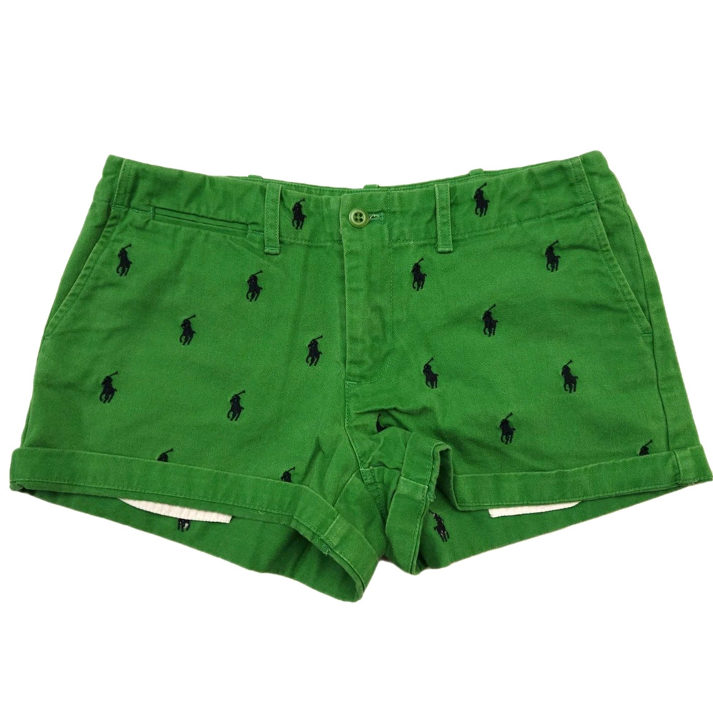 Ralph Lauren Sport Short Shorts Women's Size 2 All over Pony Embroidered Chino
